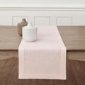 Solino Home Linen Pink Table Runner 90 Inches Long - 100% Pure Linen Hemstitch 14 x 90 Inch Table Runner for Dining and Halloween - Classic Hemstitch