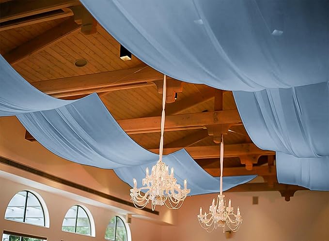 6 Panels Dusty Blue Ceiling Drapes for Wedding, 5ftx15ft Ceiling Drapes Cheesecloth Sheer Fabric Curtain Wedding Arch Draping Fabric Romantic Ceilings Decorations for Weddings Party Ceremony Stage