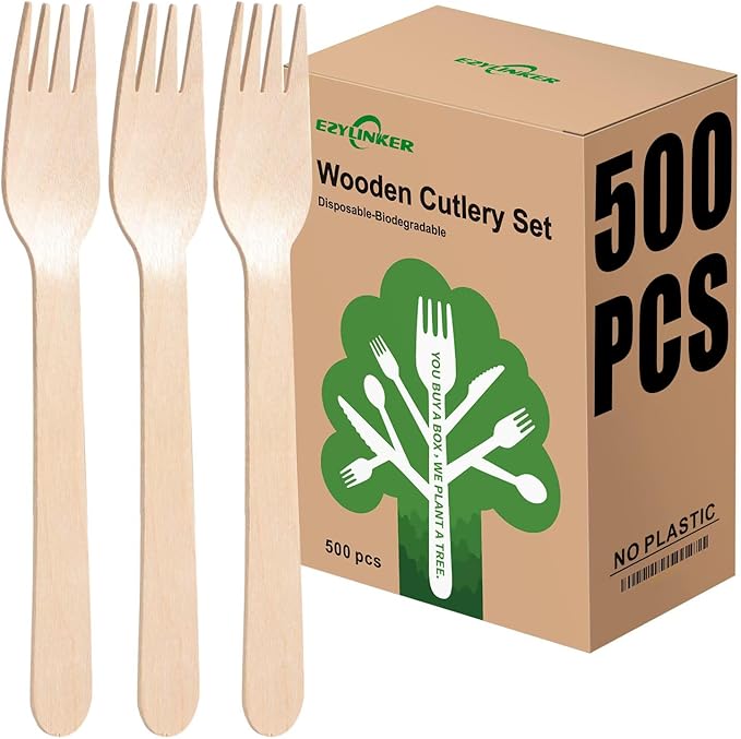 Forks, 500 Count Biodegradable Wood Forks for Parties and Picnics