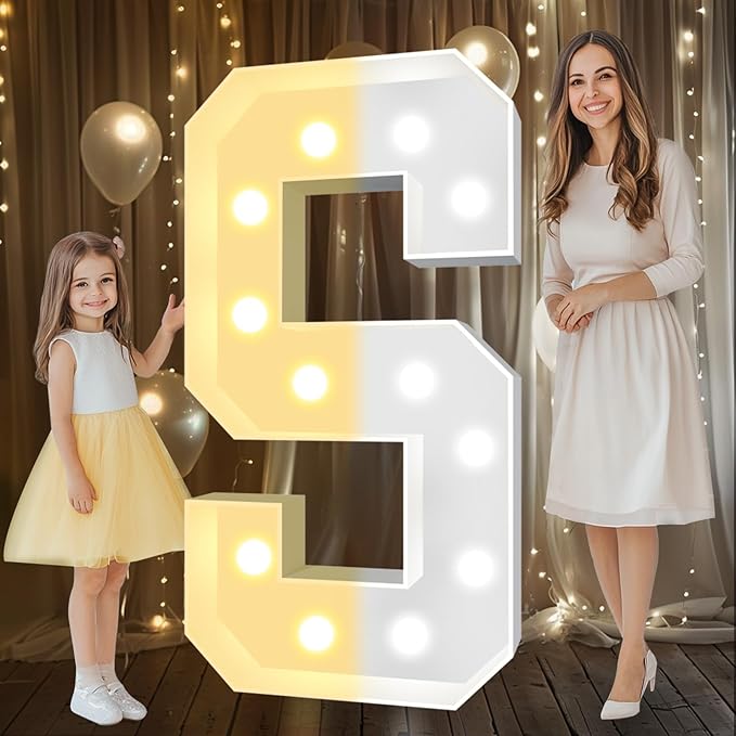 Party Decorations: 4 ft Light Up Mosaic Letter S with LED Lights