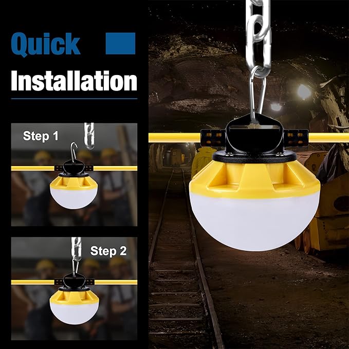 String Lights 50 Ft LED Construction Work Lights, IP65 Waterproof