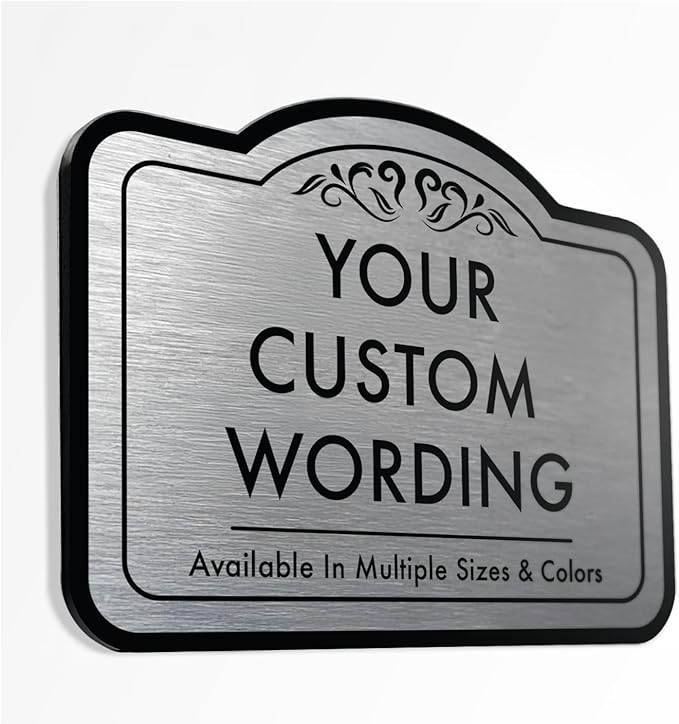Custom Decorative Outdoor Metal Sign - Personalized Aluminum Driveway Sign, Waterproof, Made In USA - Design 1 Metallic Silver 36x24 In