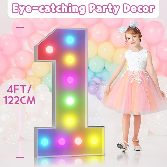 Number 18 Marquee Birthday Decoration, 4-Foot Cardboard Light-Up Sign