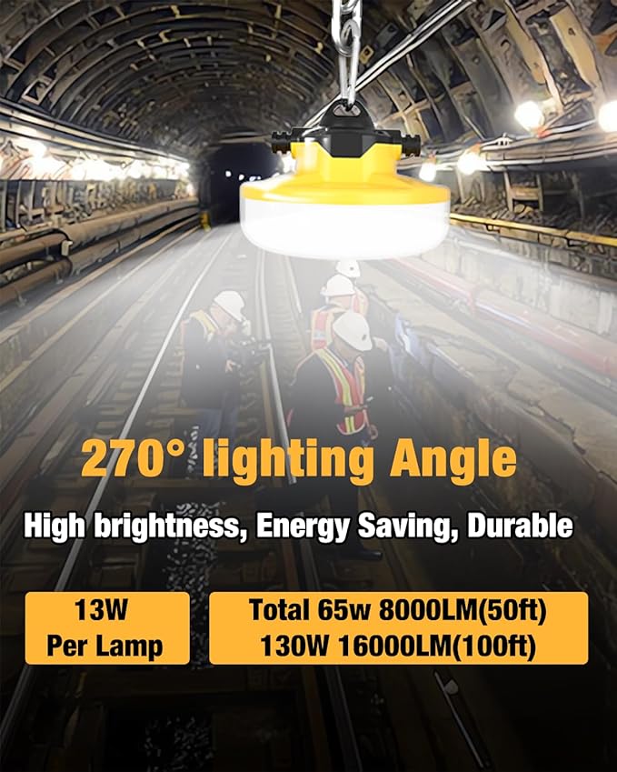 String Lights, 100 ft White LED Work Lights with 16,000 Lumens
