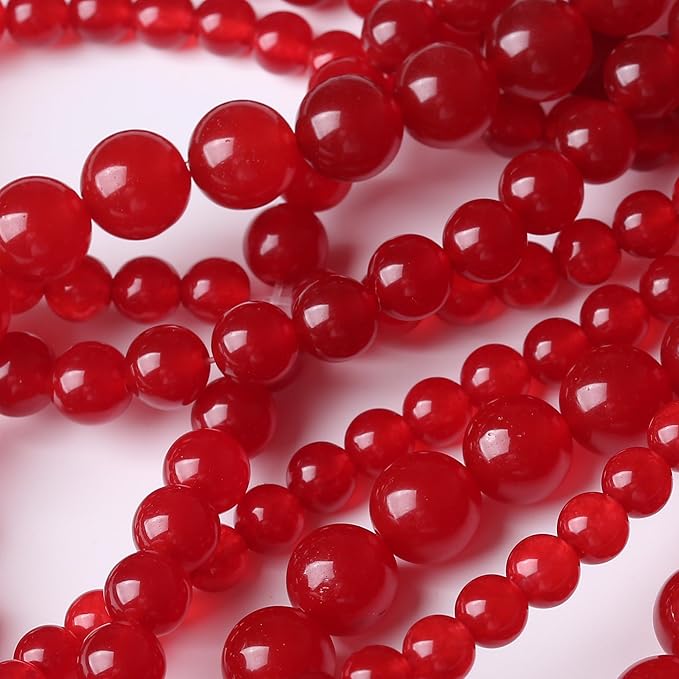 Carnelian Stone Beads Gemstone Round Crystal Energy Jade Beads Stone Beads for Jewelry Making DIY Bracelet Necklace Jewelry Making 1 Strand 15.5inch 35PCS 10MM