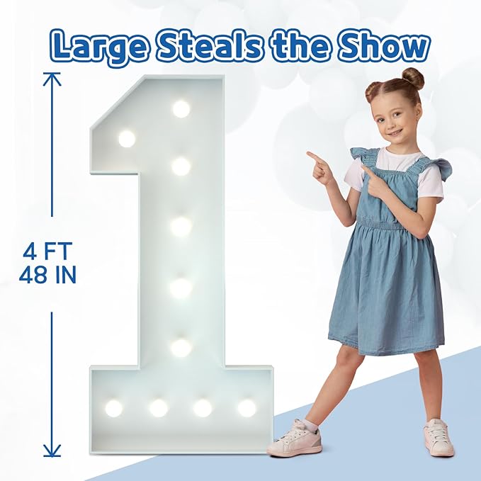Marquee Numbers 4 Feet Tall Big Light Up Numbers 40th Birthday Decorations Women Men White Anniversary Party Decor Large Cardboard Prop Backdrop Sign 40
