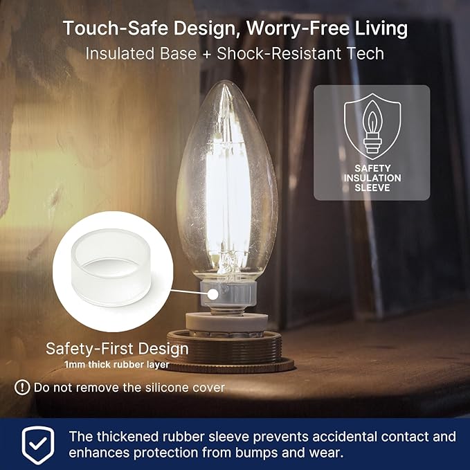FLSNT 5000K Daylight B10 Dimmable LED E12 Candelabra Bulbs, 40W Equivalent LED Chandelier Light Bulbs, 450LM, Clear Glass Finishing, 12 Pack UL,CA65 Listed.