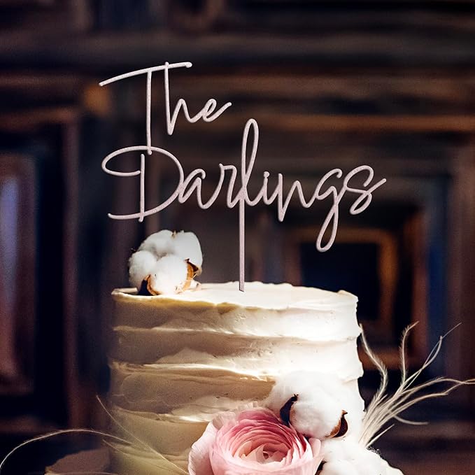 Wood Wedding Cake Topper, 6 x 7 in, Natural or Hand-Painted Finish