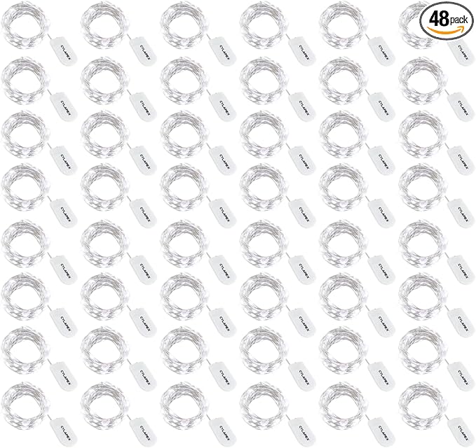 CYLAPEX Pack of 48 Cool White Fairy Lights String Battery Operated Fairy Lights, 3.3ft 20 LEDs Firefly Lights Silver Coated Copper Wire Lights for DIY Decor Christmas Decoration Costume