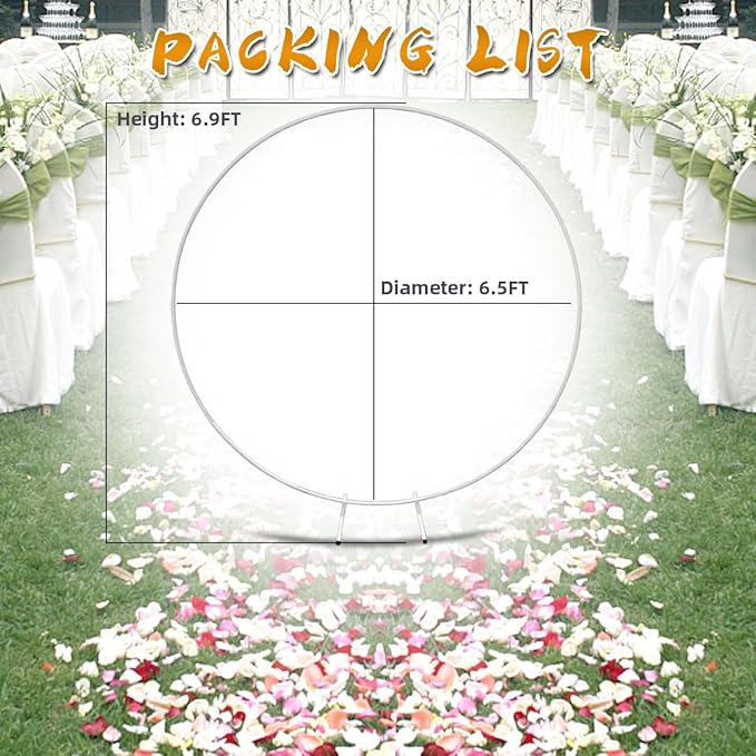 Round Backdrop Stand, Powder Coated Metal Circle Arch for Party Decor