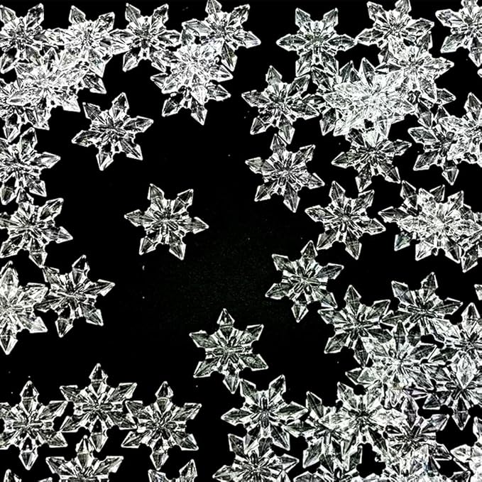 HappyFiller Sensory Bin Filler Gems 114 PCS Clear Mini Acrylic Snowflake No Holes Crystal Centerpieces for Vase Fillers,Home Decorations,Winter Table Scatters,Crafts,10 OZ