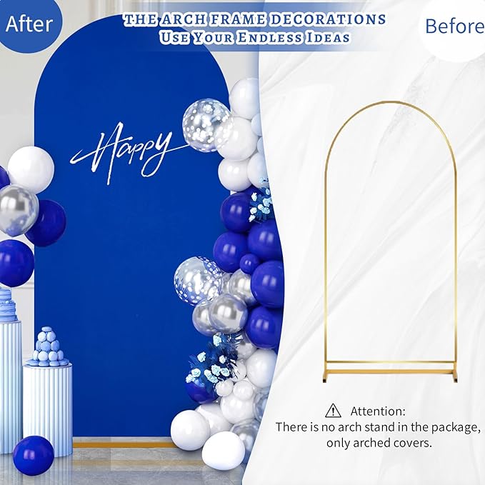 SoarDream Navy Blue Wedding Arch Backdrop Cover 6.6FT Spandex Fitted Navy Blue Wedding Arch Covers Round Top Chiara Arches Backdrop Cover Fabric for Baby Shower Balloon Party Decoration