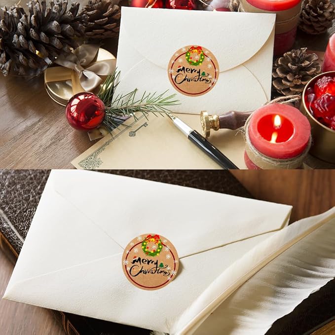 100-1000pcs Custom Stickers Merry Christmas Stickers Personalized Labels Adhesive Xmas Decorative Envelope Seals Stickers for Cards Gift Boxes(VSquare-5)