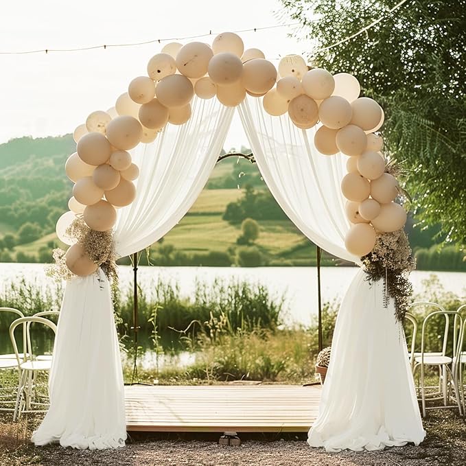 Wokceer Wedding Arch Draping Fabric 3 Panels 28.7" x 20FT Ivory Drapes Sheer Fabric Backdrop Arch Draping Fabric for Wedding Ceremony Birthday Party Bridal Shower Decoration