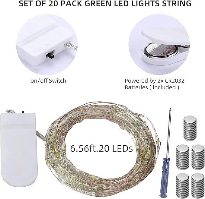 LAMPHOME 20 Pack Fairy Lights Battery Operated String Lights, 20 LED on 6.6FT Silvery Copper Wire, Firefly Fairy String Lights for Wedding Party Mason Jar Christmas Decorations Bedroom Decor(Red)