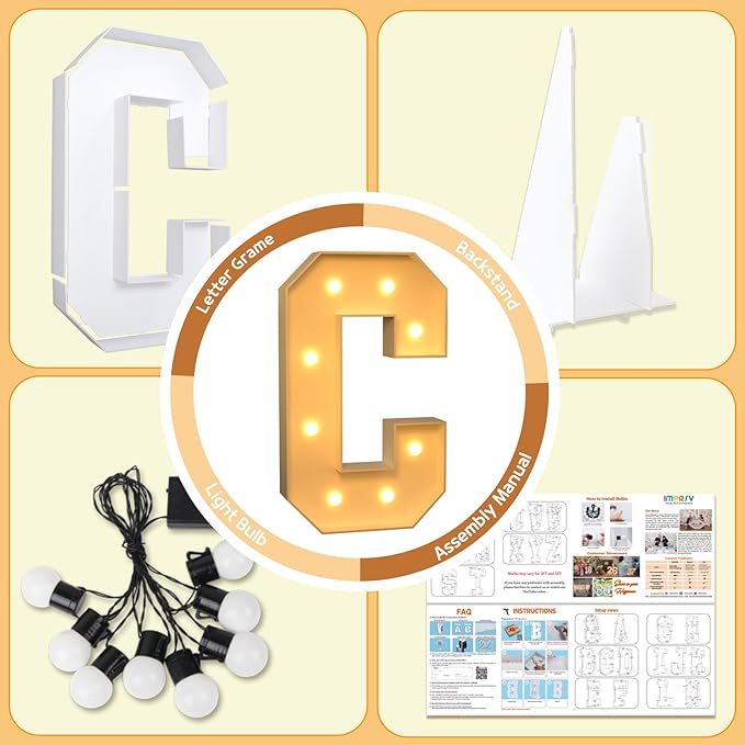 Party Supplies Light Up Marquee Letter C, 3 Ft Foam Board