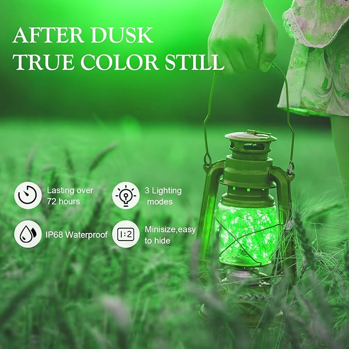 Aogist 50 Pack Fairy Lights 3 Modes 7ft 20 LED Waterproof,Battery Operated Silver Wire Firefly Starry Moon Mini String Lights for Mason Jars Christmas DIY Crafts Wedding Party Bedroom,Green