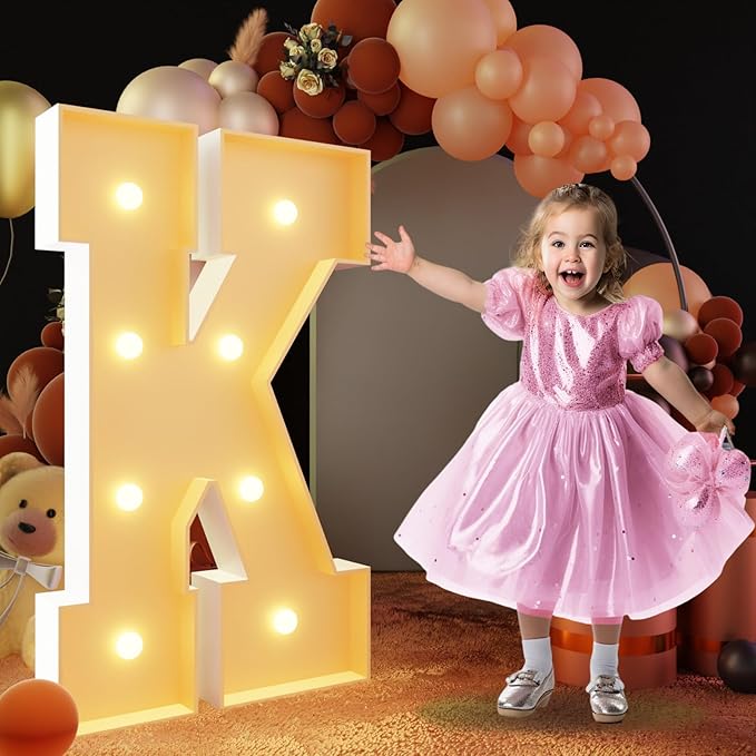 Event Party Supplies: 3 Ft Light Up Marquee Letter K, White Foam Board Sign