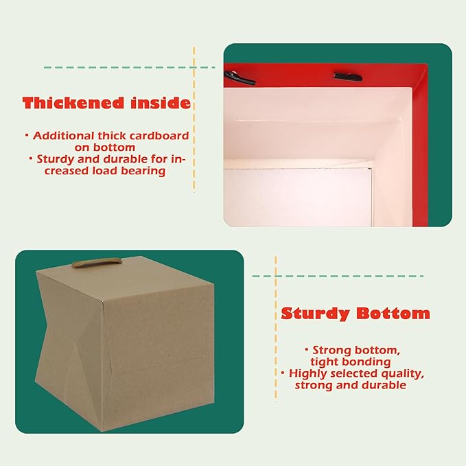 Gift Bags with Handles: Kraft Brown Paper, 10-Pack, 10x10x10 Inch