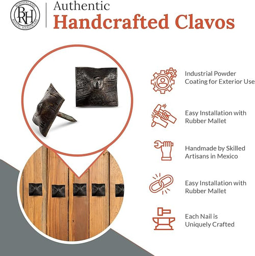 100 Pack 1" Square Head Iron Clavos Decorative Nails – Unfinished – Handmade Rustic Square Fasteners for Farmhouse Shutters, Faux Wood, Barn Doors, Shutters, and Gates – Ornamental Wood Accent