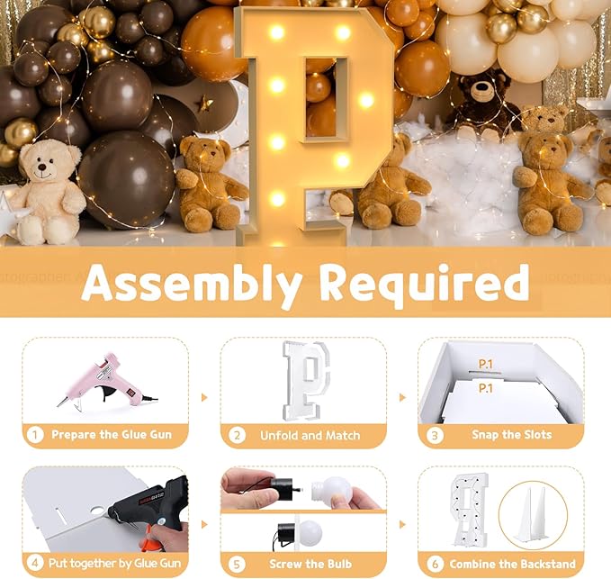 Party Supplies Marquee Letter P, 3 Ft Light Up Foam Board Sign