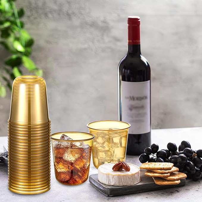 Disposable Plastic Cups, 12 oz Clear Stemless Wine Glasses, 50 Pack