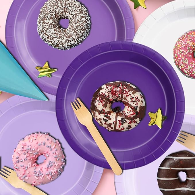 Plates and Napkins Party Kit, 150 Pieces, Purple Gradient Paper Tableware