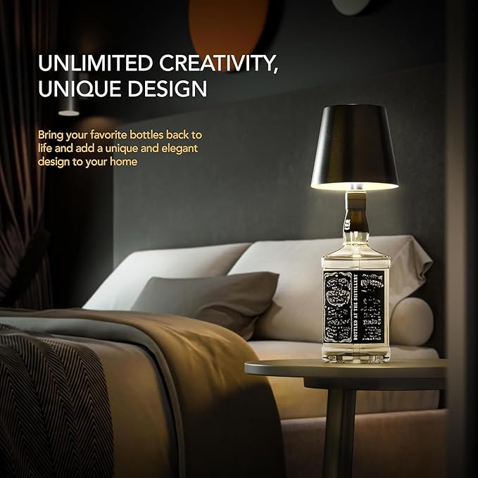 Wireless Bottle Lamp for Any Type of Bottle - LED Bottle Lamp for Indoor & Outdoor - 100% Waterproof - 3000K Warm Light - Wireless & Rechargeable, Unique and Beautiful Design (Green)