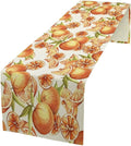 Spring Summer Orange Citrus Table Runner Sweet Fruit Botanical Print Little Cutie Dinner Runner for Farmhouse Baby Shower Party Holiday Home Kitchen Dining Table Decor 13x120