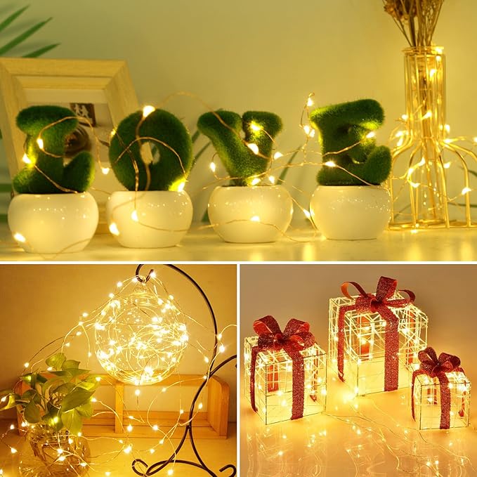 kolpop 12 Pack LED Fairy Lights Battery Operated, Mini Twinkle String Lights Battery Powered Waterproof for Christmas Mason Jars Party,2 Colors