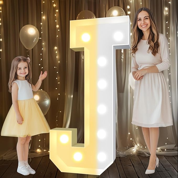 Decoration Light Up Marquee Letter J, 4 FT LED Mosaic Foam