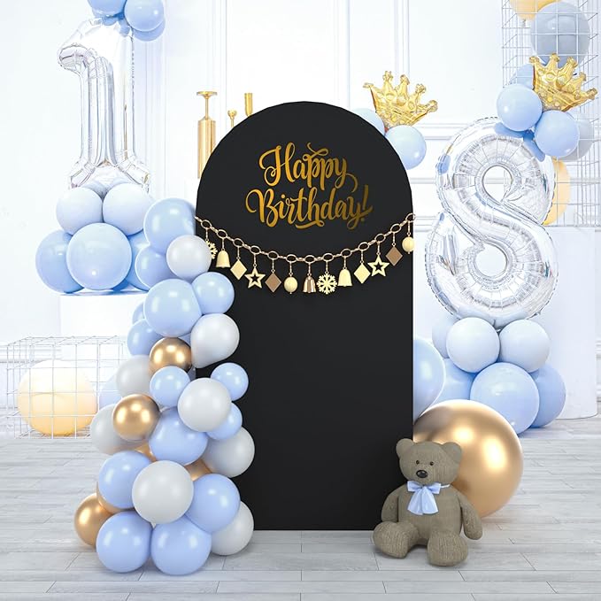 bricia Wedding Arch Backdrop Stand Cover, 5FT Double Sided Stretchy Arch Cover Fitted Wedding Birthday Party Banquet Decoration (Black 60''Lx25.2''W)