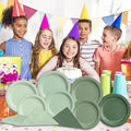Paper Party Plates and Napkins, 150 Pieces, Sage Green Gradient