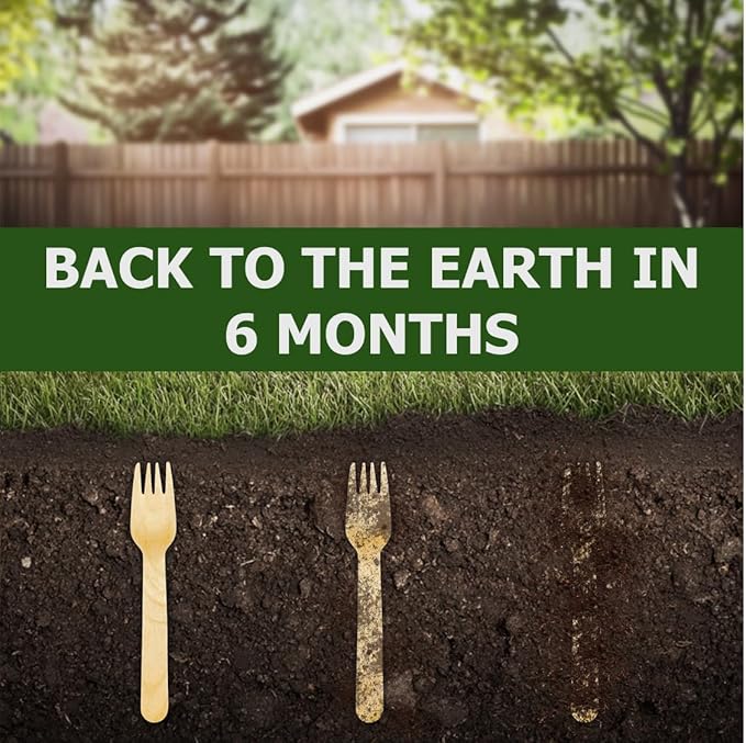 Disposable Wooden Utensils 360 Count, Natural Birchwood, Heavy Duty