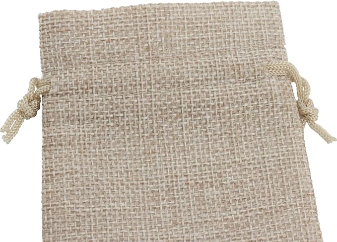 Burlap Gift Bags with Drawstring, 100 Count, 3 x 4 Inch, Linen