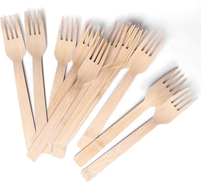Disposable Bamboo Forks, 200 Count, 6.7-Inch, Heavy-Duty, Brown