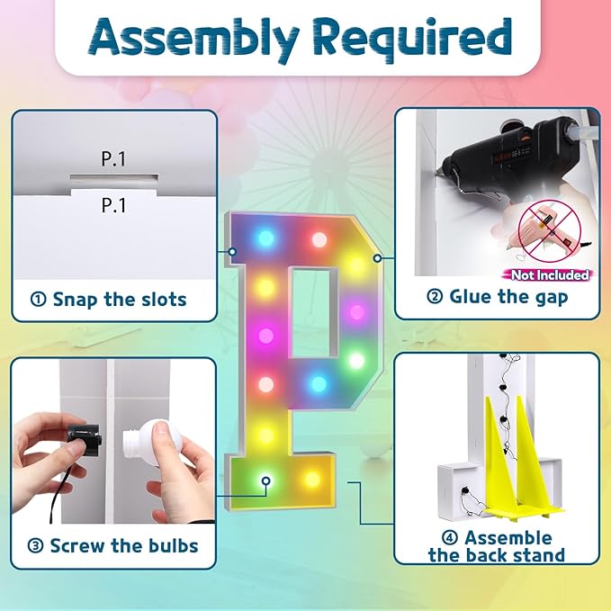 Party Decorations: 4 Ft Light Up Marquee Letter P with Remote