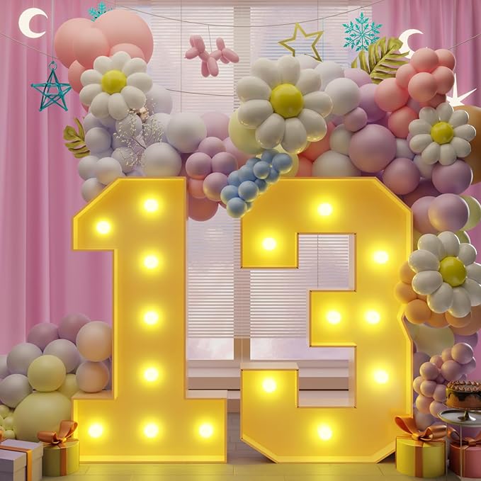 Event Party Supplies: 3-Foot Light Up Marquee Numbers with Foam Board Frames