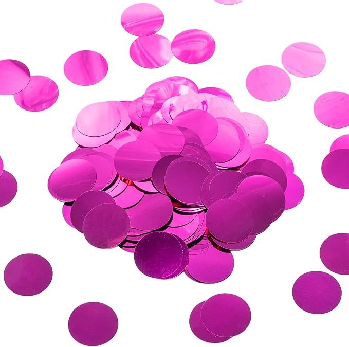Hot Pink Table Confetti Party Decorations Metallic Circle Dot Confetti, 1.2 Inch, 300pcs