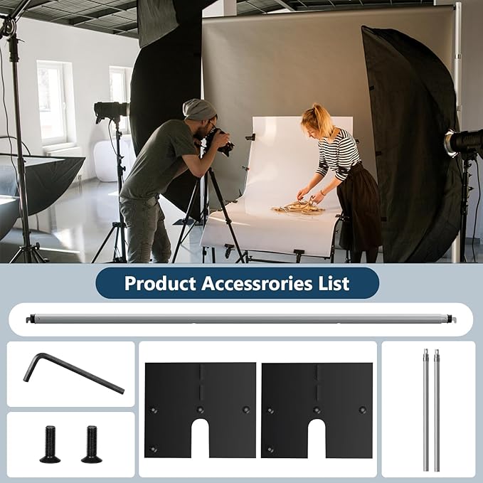 Background Support Equipment Kit, 10 ft Drape Stand, Aluminum Frame, Adjustable