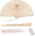 10 PCS Custom Fans Personalized Folding Fans for Line Dancing Wooden Hand Fan Wedding Favors Bulk Fans for Guests Party Event Use (Style03)