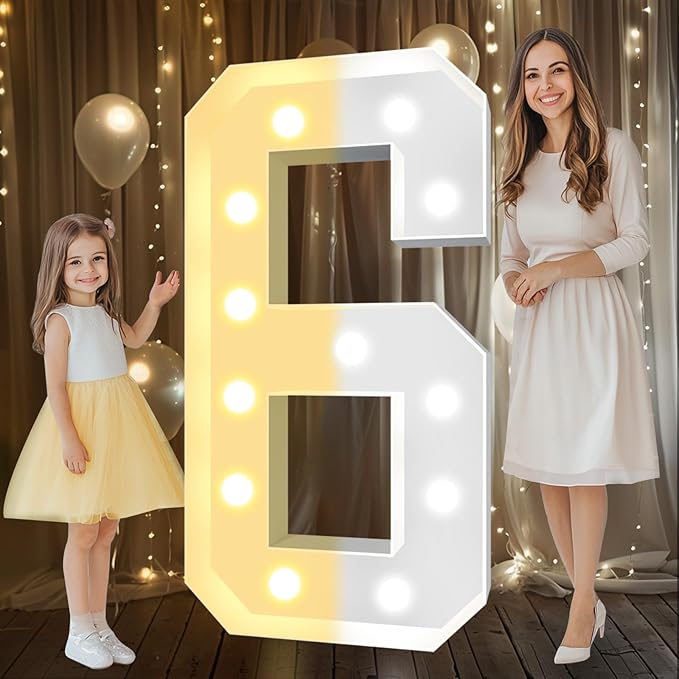 Marquee Number Decoration, 4 ft Light Up Mosaic with LED Lights