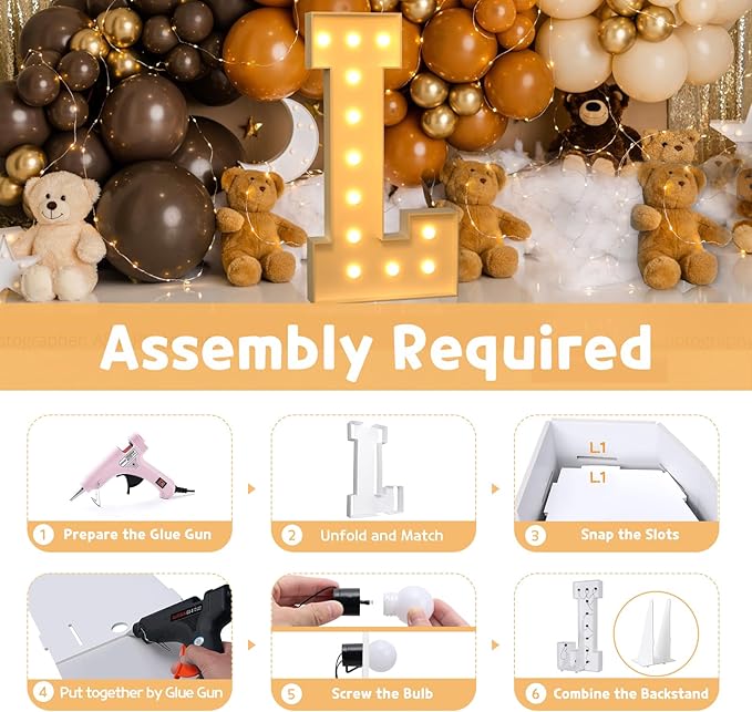 Party Decor Marquee Light Up Letter L, 4 Ft Foam Board Sign