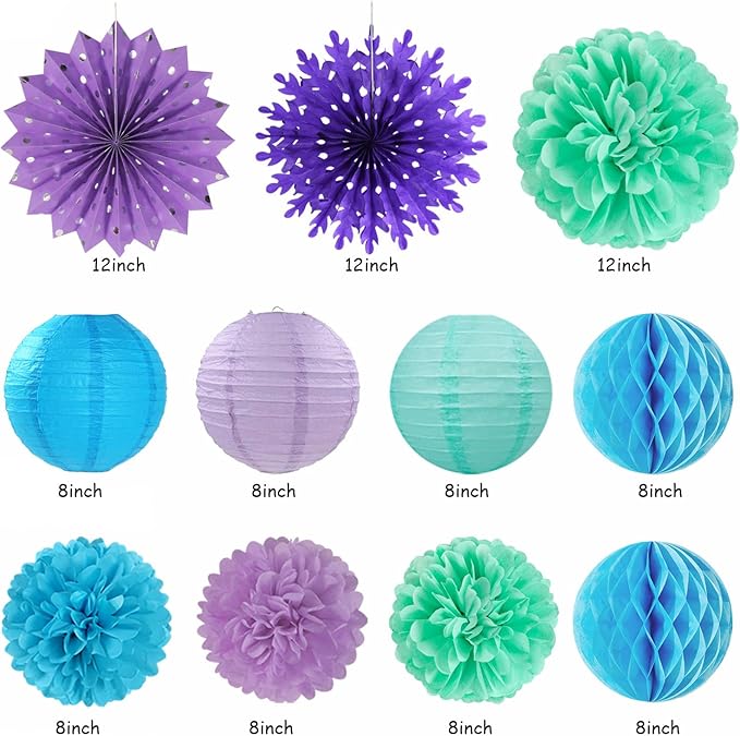 Banners Winter Wonderland Party Kit, Blue Purple Teal Paper Decorations