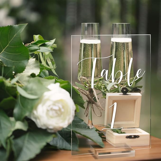 Tabletop Signs Clear Acrylic Table Numbers 1-30 with Stands, 4x6 Inch