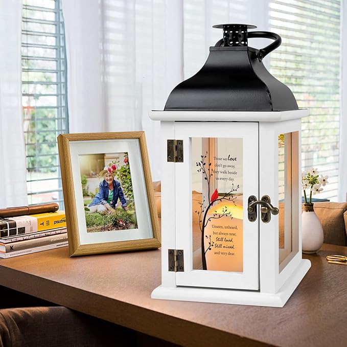 Decorative Candle Lanterns with Cardinal Design, Wood and Metal, 14 Inch