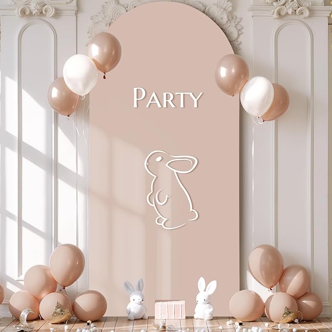 6FT Nude Arch Backdrop Cover - Polyester Fitted Wedding Arch Stand Covers Round Top Chiara Arch Backdrop Cover for Birthday Party Banquet Photo Background Decoration