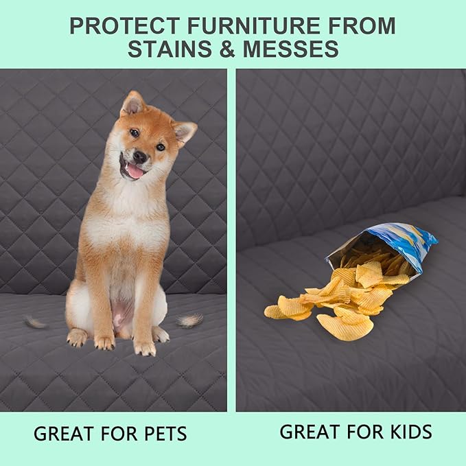 Reversible Oversized Sofa Covers Couch Cover Furniture Protector for Dogs Elastic Straps Water Resistant(XLSofa,Dark Grey/Light Grey)