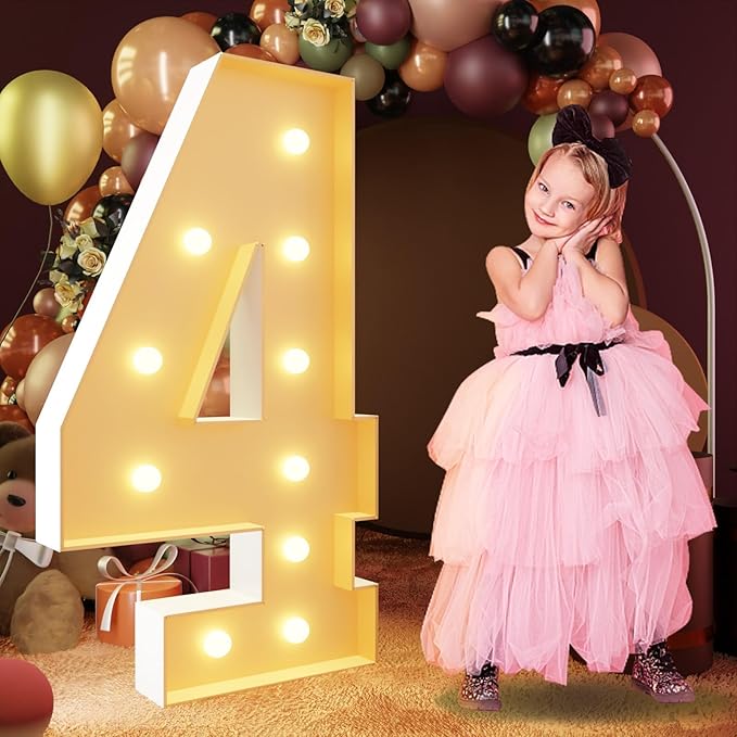 Party Decor Marquee Light Up Numbers, 4 Ft Foam Board Frame