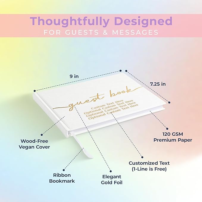 Guest Book for Parties with 110 Lined Pages and Vegan Leather Cover